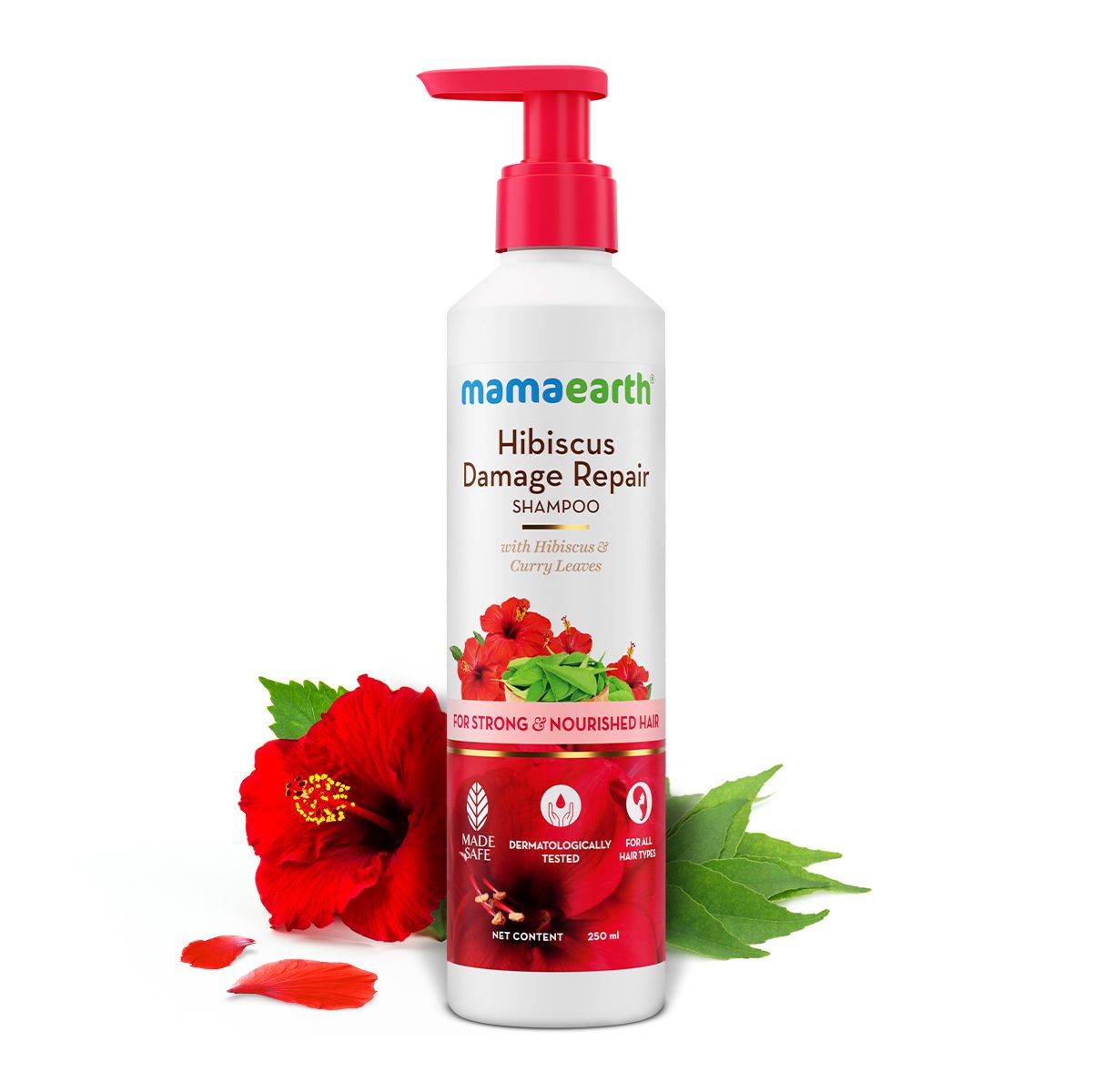 mamaearth hibiscus damage repair shampoo with hibiscus