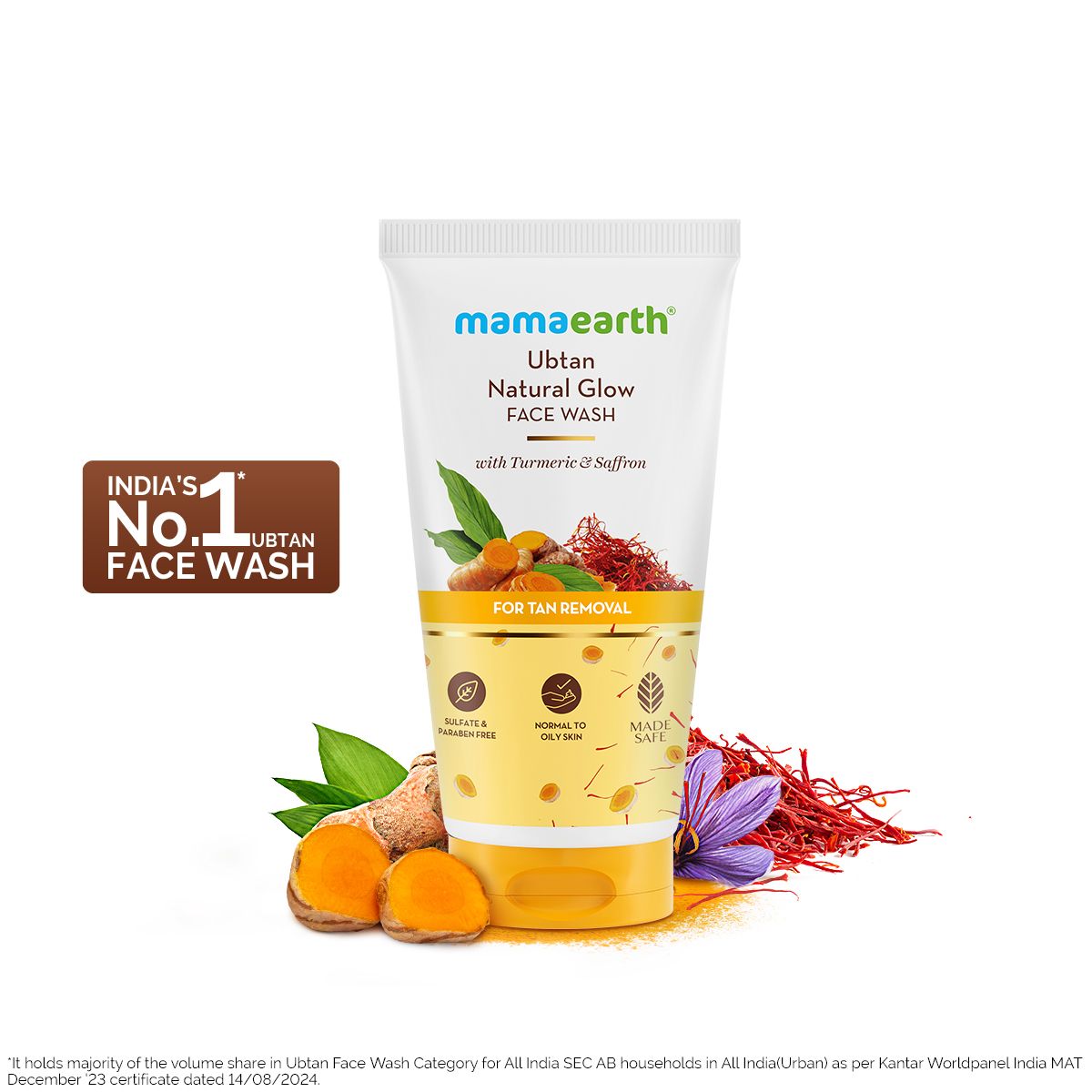 Ubtan Natural Glow Face Wash with Turmeric & Saffron for Tan Removal – 50 ml