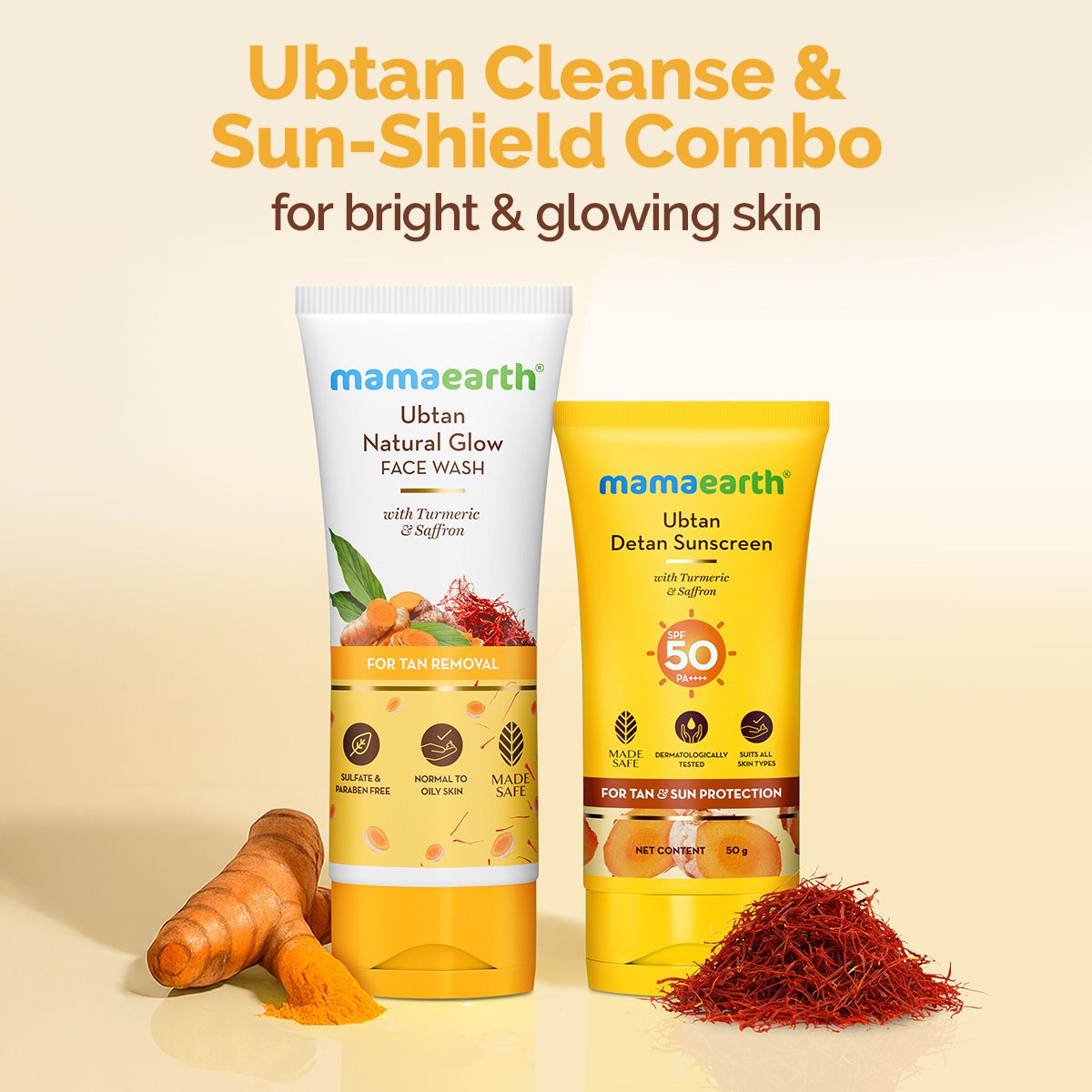 Ubtan Cleanse & Sun-Shield Combo - 100ml + 50g