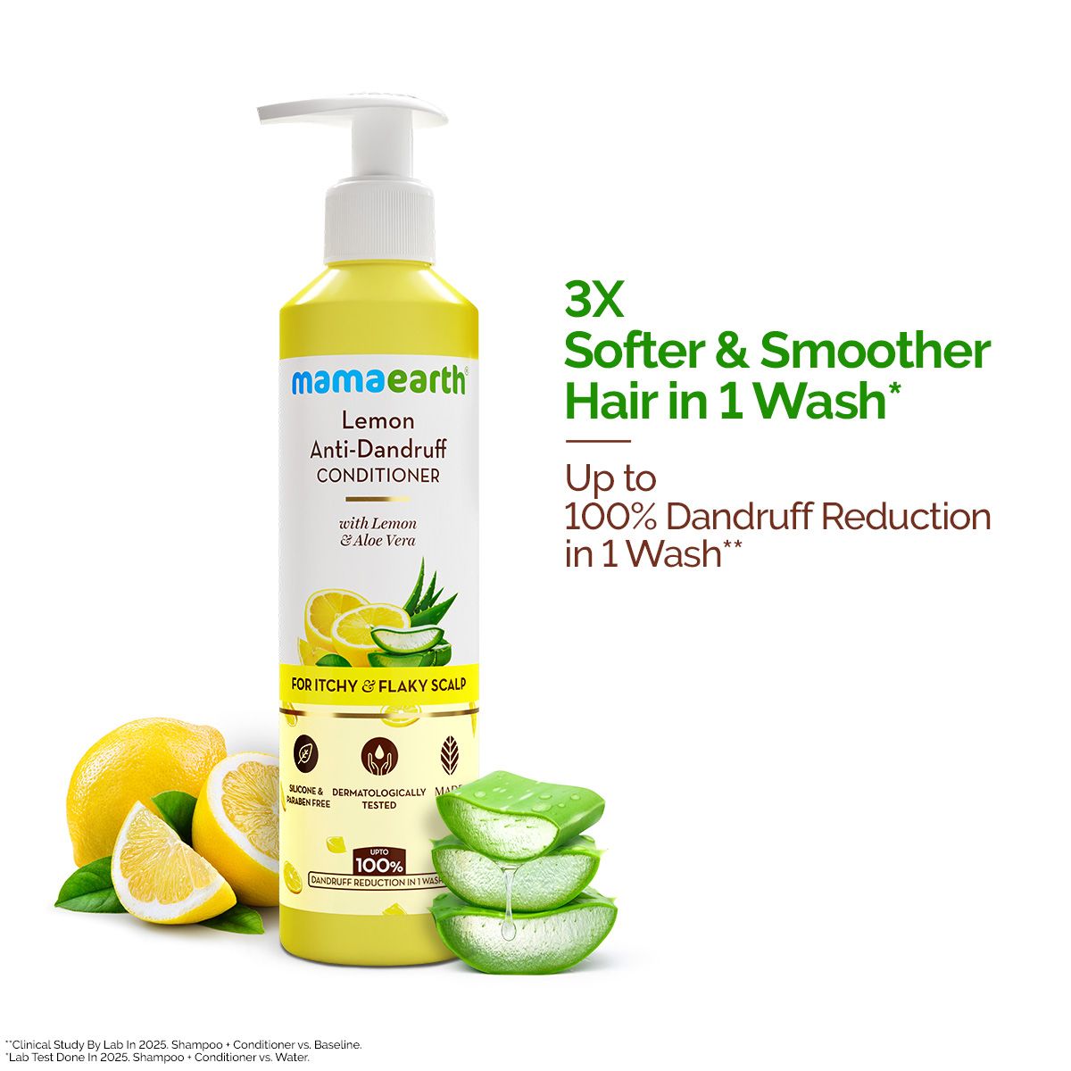 Lemon Anti-Dandruff Conditioner with Lemon & Aloe Vera for Itchy & Flaky Scalp - 250 ml (Pack of 2)