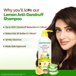 Mamaearth lemon anti dandruff shampoo for dandruff removal and smooth hair