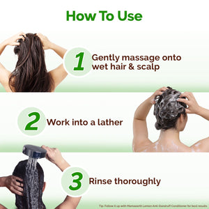 Mamaearth lemon shampoo usage steps for dandruff free scalp