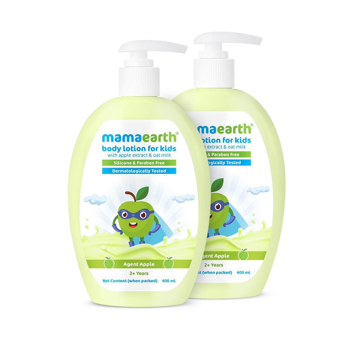 Mamaearth Agent Apple Body Lotion for Kids with Apple & Oat Milk– 400 ml (Pack of 2)