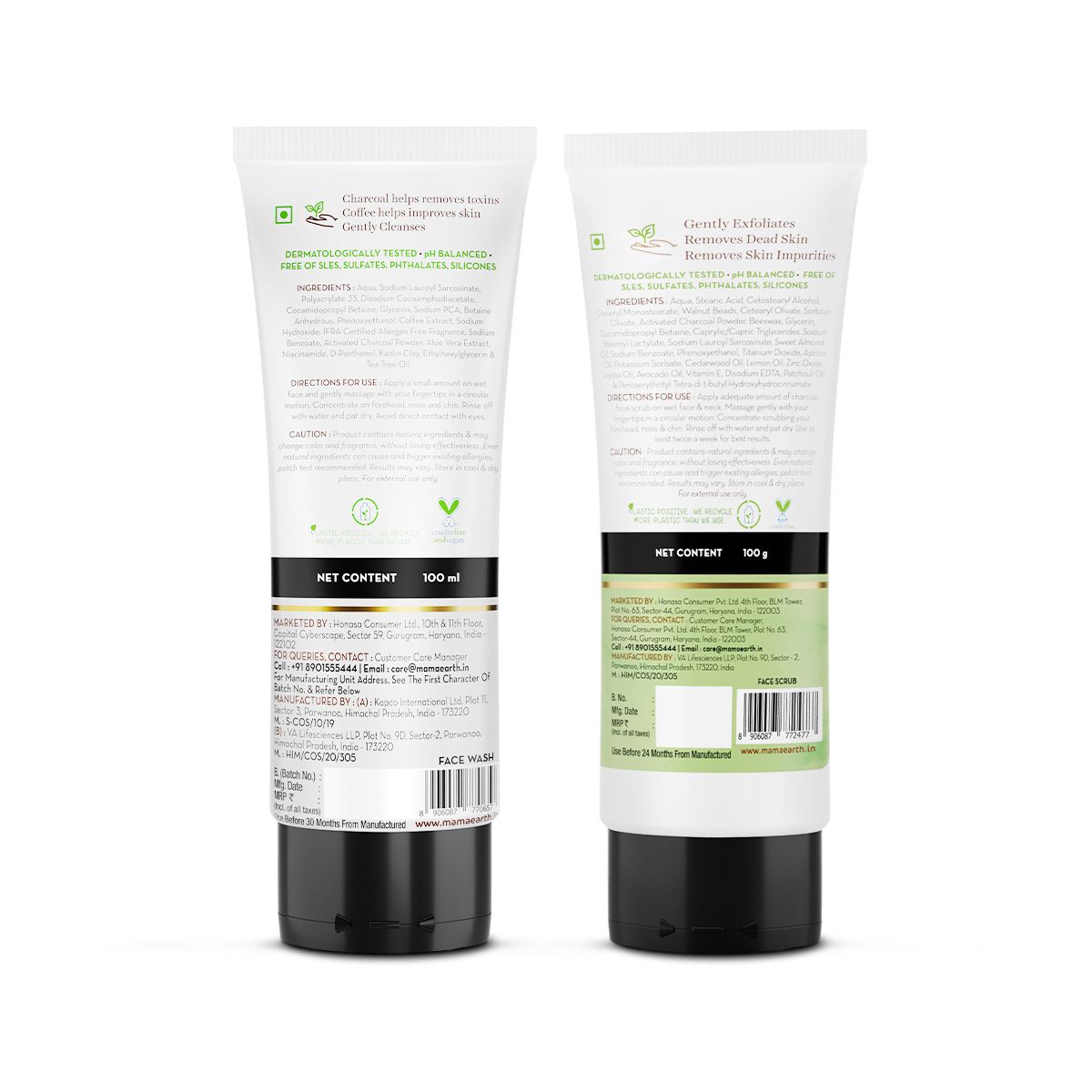 Charcoal Face Wash and Scrub Combo - 100ml + 100ml