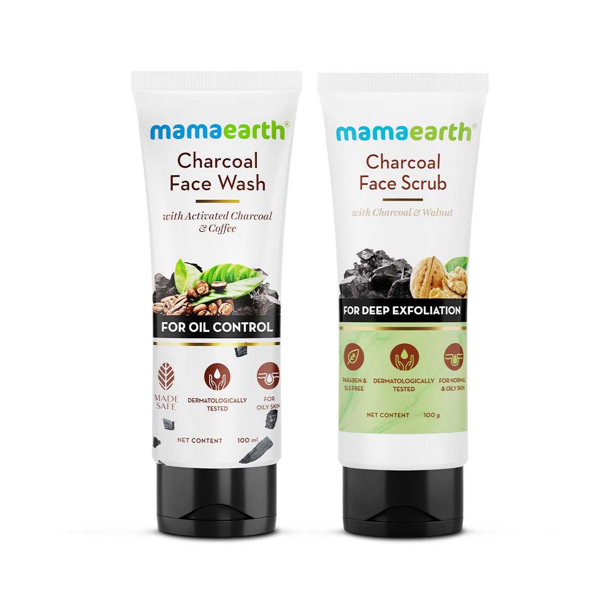 Charcoal Face Wash and Scrub Combo - 100ml + 100ml