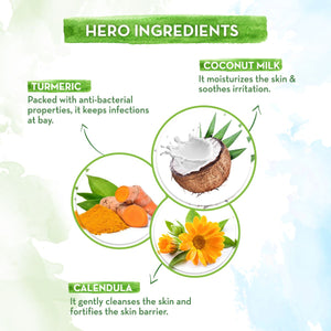 Turmeric coconut milk calendula hero ingredients Coco Soft Body Wash