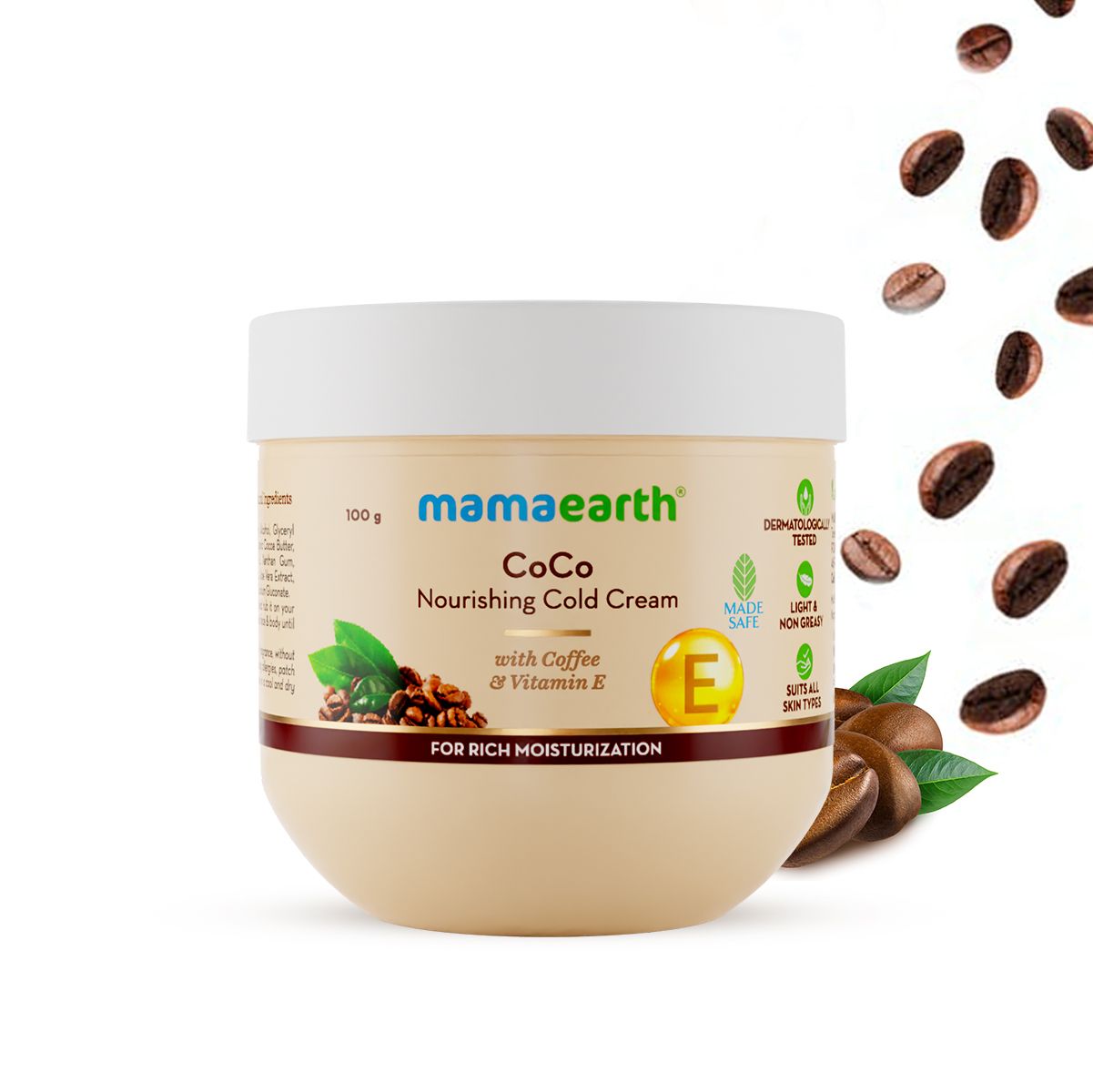 CoCo Nourishing Cold Cream With Coffee and Vitamin E For Rich Moisturization - 100 g