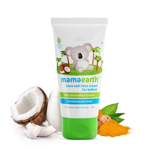 Mamaearth Coco Soft Face Cream babies coconut milk turmeric 60g tube