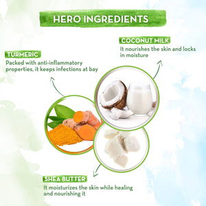 Turmeric coconut milk shea butter hero ingredients coco soft face cream babies