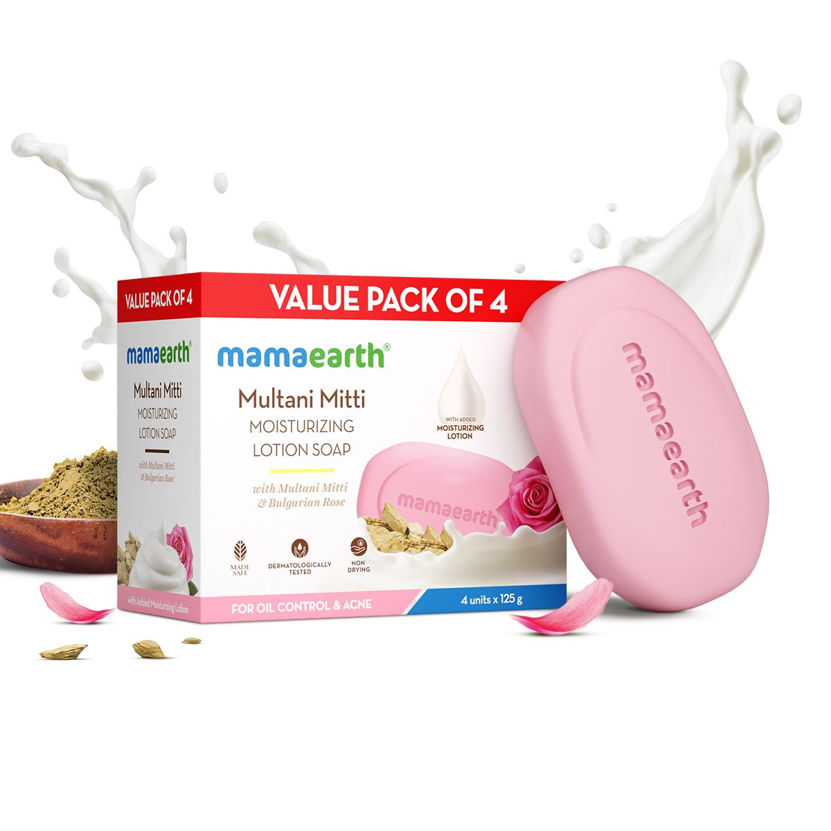 Multani Mitti Moisturizing Lotion Soap (Value Pack of 4) - 125 g X 4