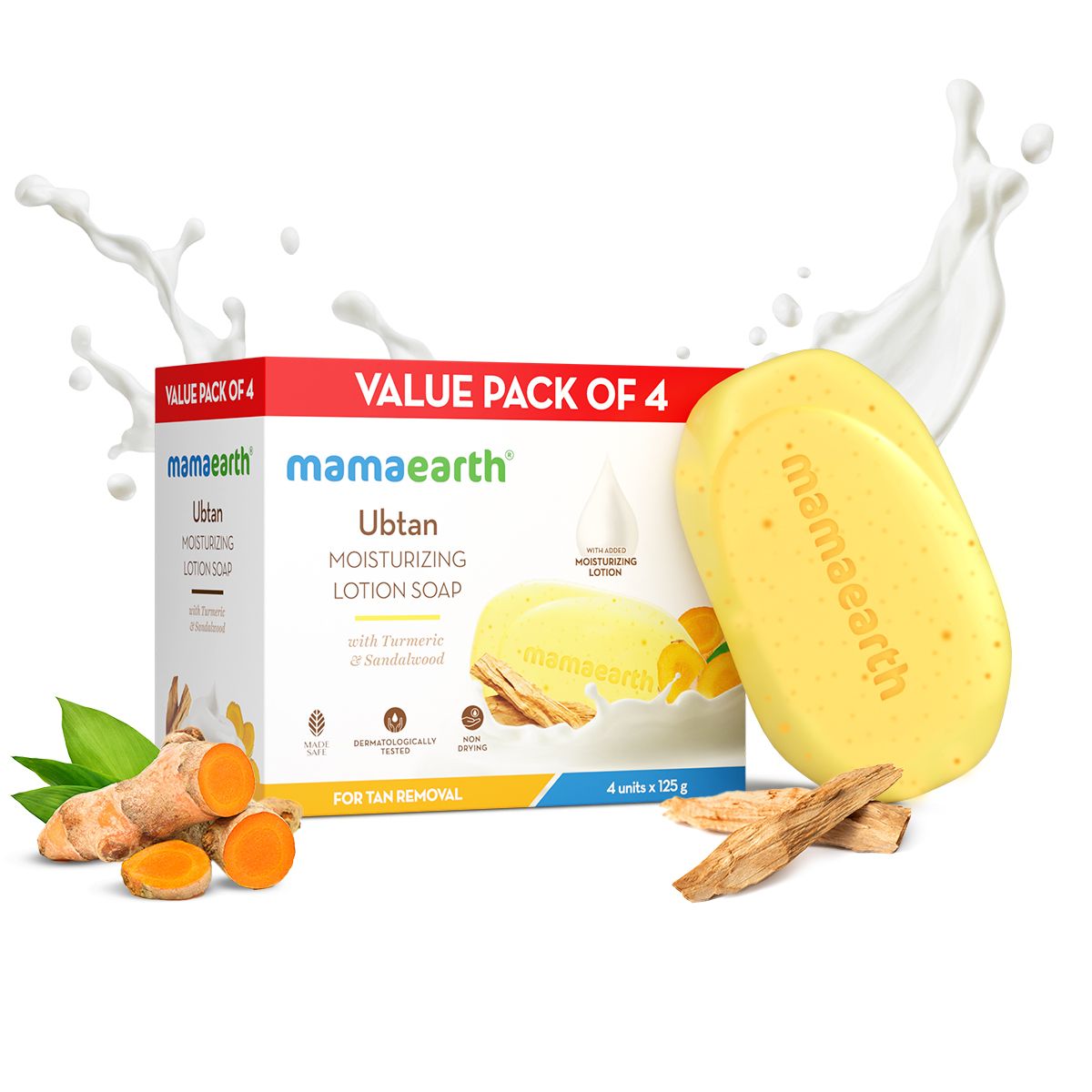 Ubtan Moisturizing Lotion Soap (Value Pack of 4) - 125 g X 4