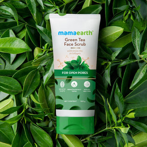 mamaearth green tea face scrub for dry skin & open pores