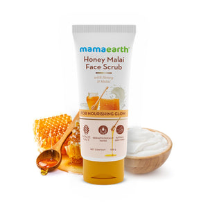 mamaearth honey malai face scrub for nourishing glow