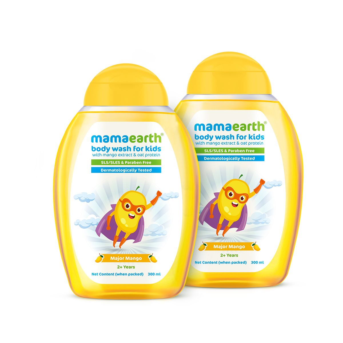 Mamaearth Major Mango Body Wash For Kids with Mango & Oat Protein 300 ml bottle Pack of 2