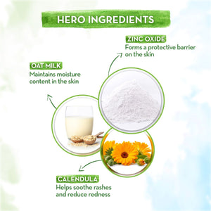 Hero ingredients Zinc Oxide Oat Milk Calendula Diaper Rash Cream