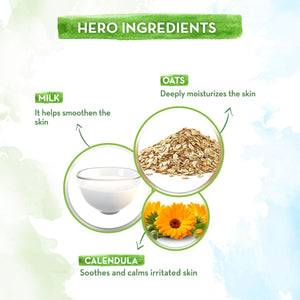 Hero ingredients Oats Milk Calendula in Milky Soft Baby Sunscreen