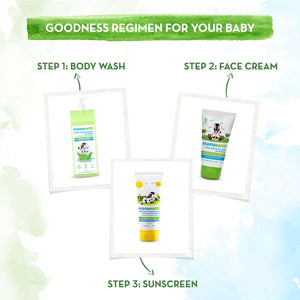 Milky Soft Baby Sunscreen goodness regimen body wash face cream