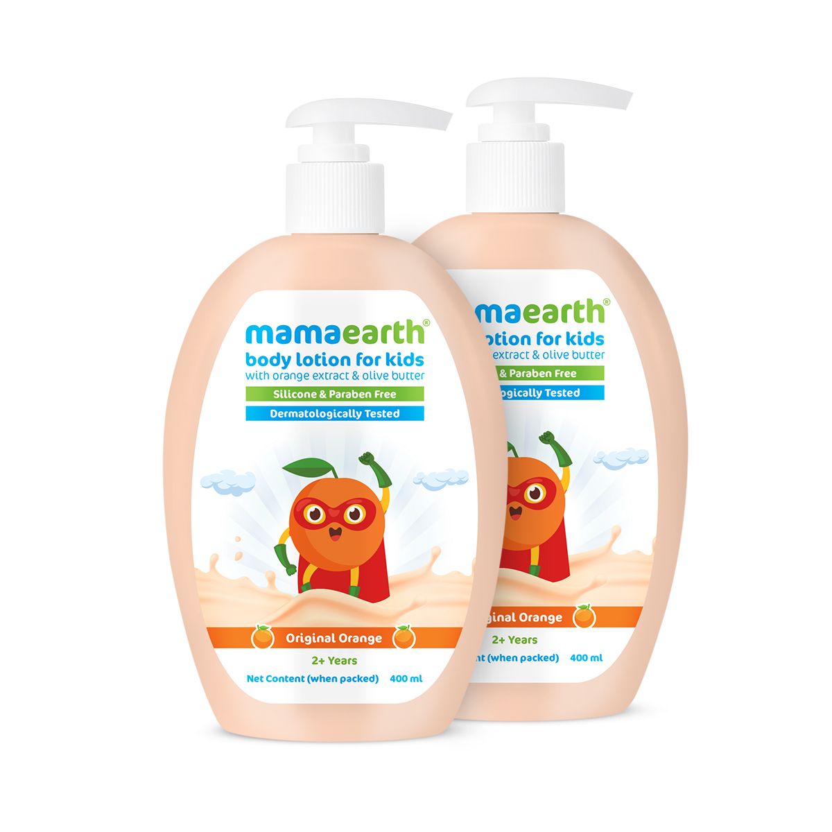 Mamaearth Original Orange Body Lotion For Kids With Orange & Shea Butter 400 ml Pack of 2