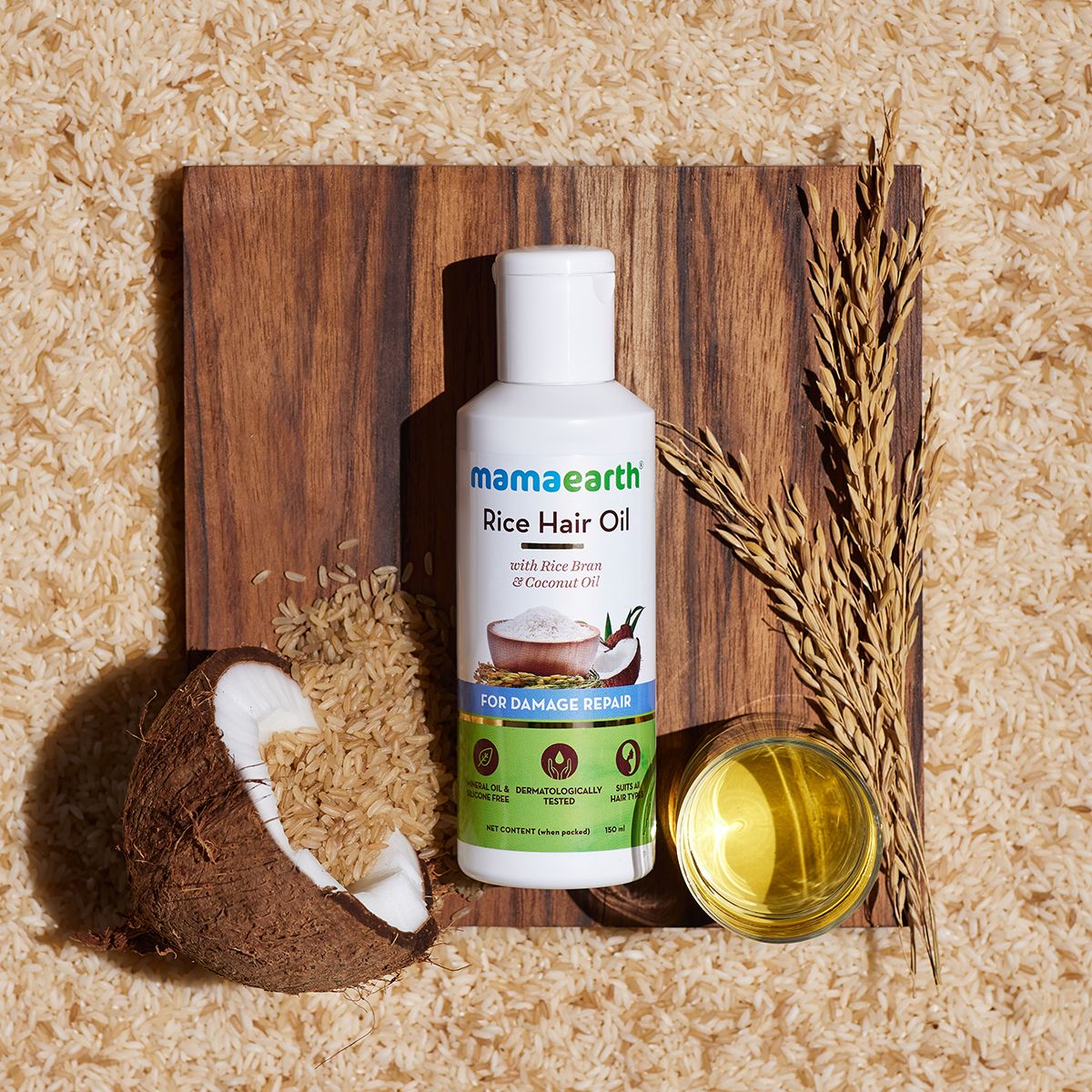 Rice Hair Oil with Rice Bran and Coconut Oil For Damage Repair - 150ml