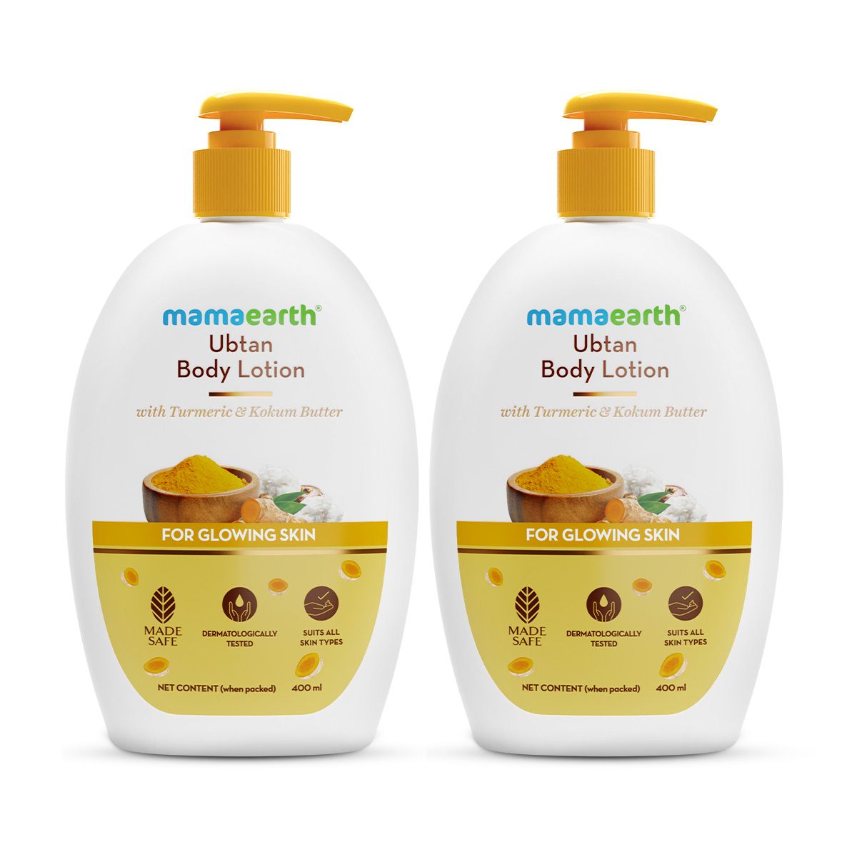 Ubtan Body Lotion with Turmeric & Kokum Butter for Glowing Skin - 400 ml (Pack of 2)