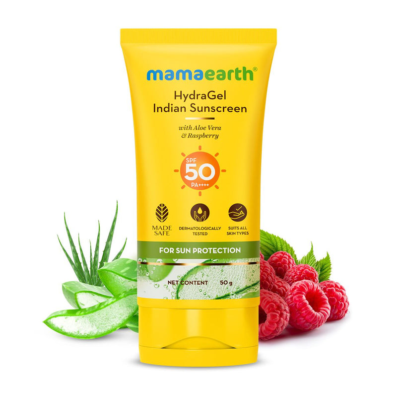 HydraGel Indian Sunscreen with Aloe Vera and Raspberry for Sun Protection - 50 g