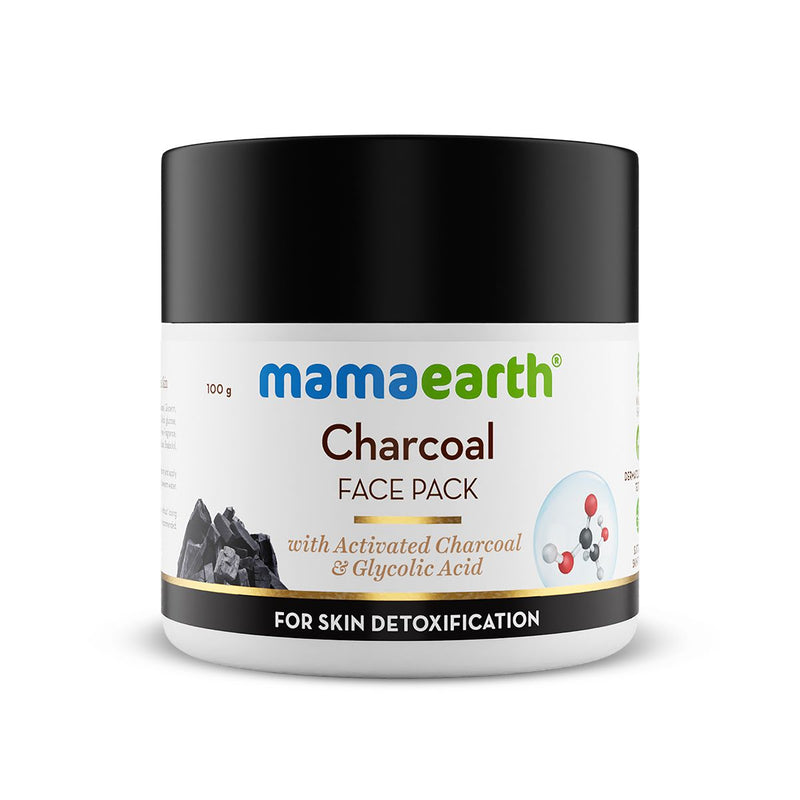 Charcoal Face Pack with Activated Charcoal and Glycolic Acid for Skin Detoxification - 100 g