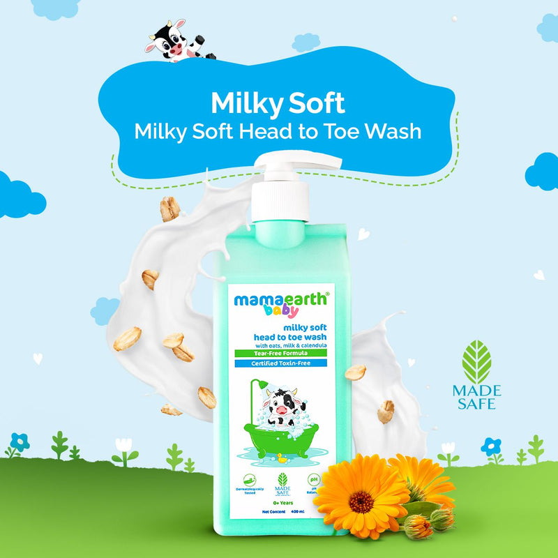 Milky Soft Head to Toe Wash With Oats, Milk, and Calendula  for Babies- 400ml