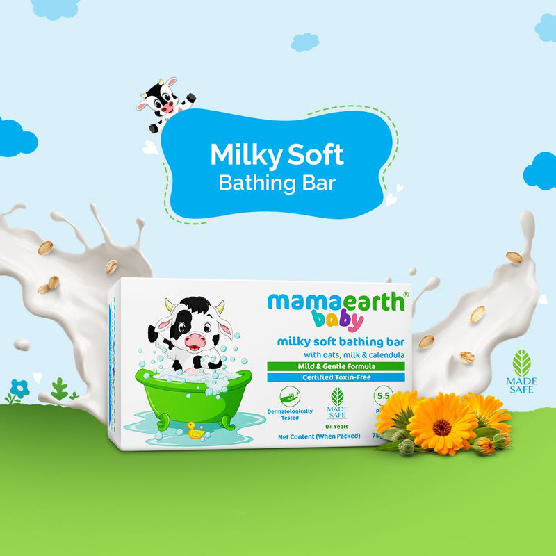 Milky Soft Bathing Bar for Babies with Oats, Milk and Calendula - 75g x 2