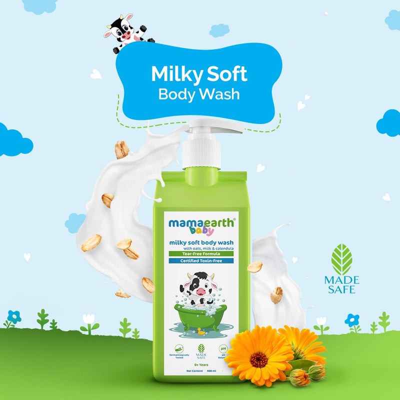 Milky Soft Body Wash for Babies with Oats, Milk and Calendula - 400 ml