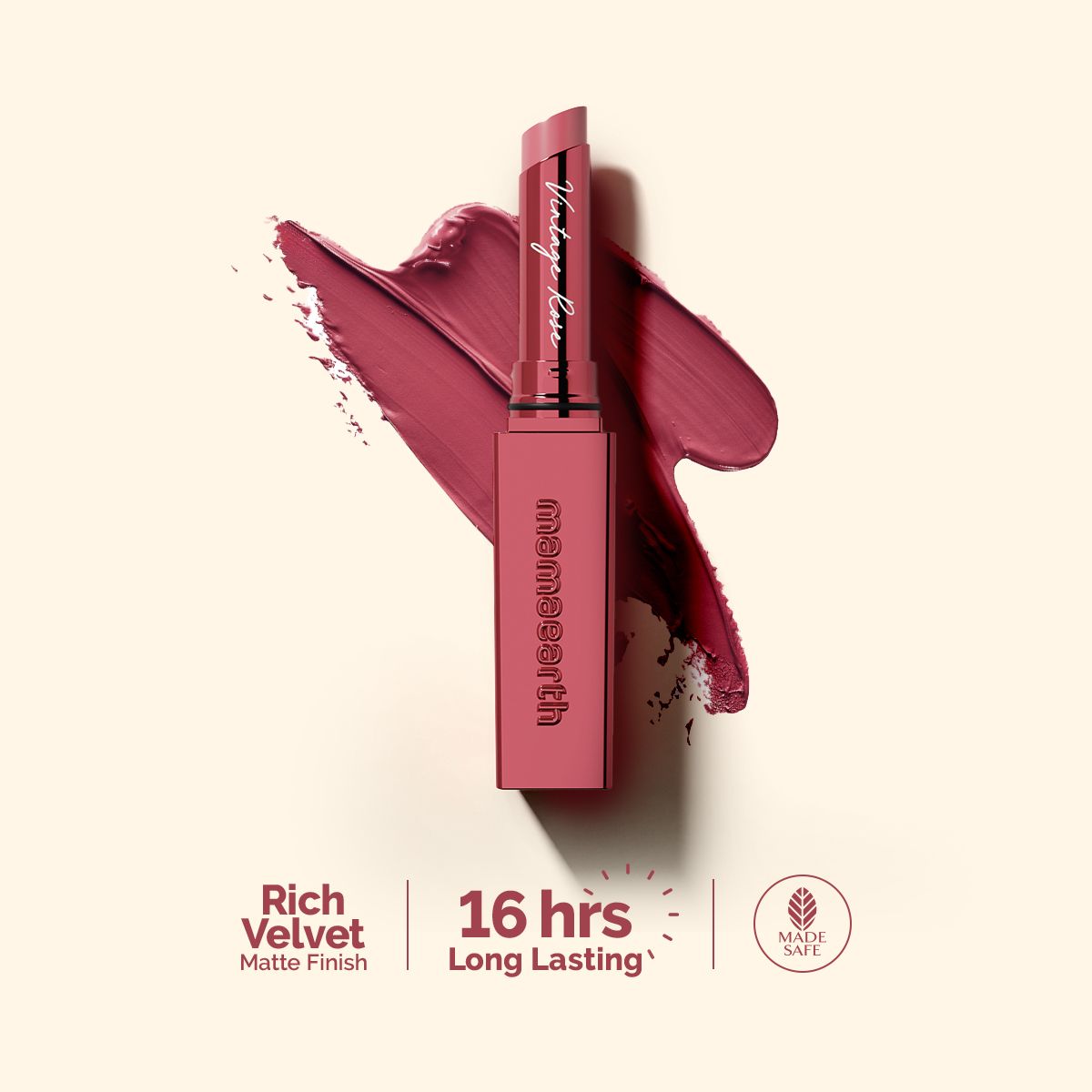 Luxe Matte Long Stay Lipstick with Passion Fruit Oil & Vitamin E   -2g | Vintage Rose