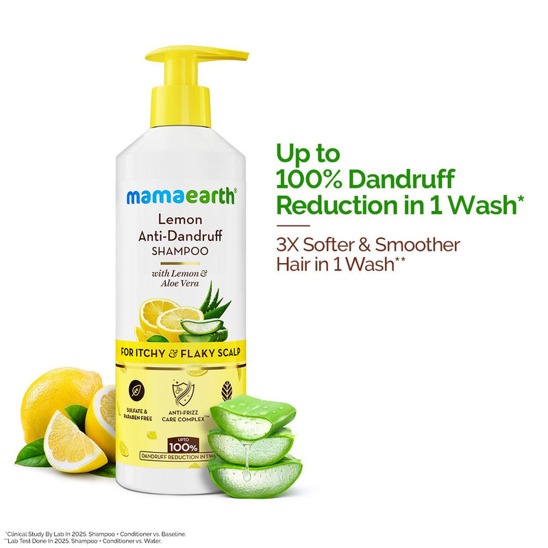Lemon Anti-Dandruff Shampoo with Lemon & Aloe Vera for Itchy & Flaky Scalp - 400ml