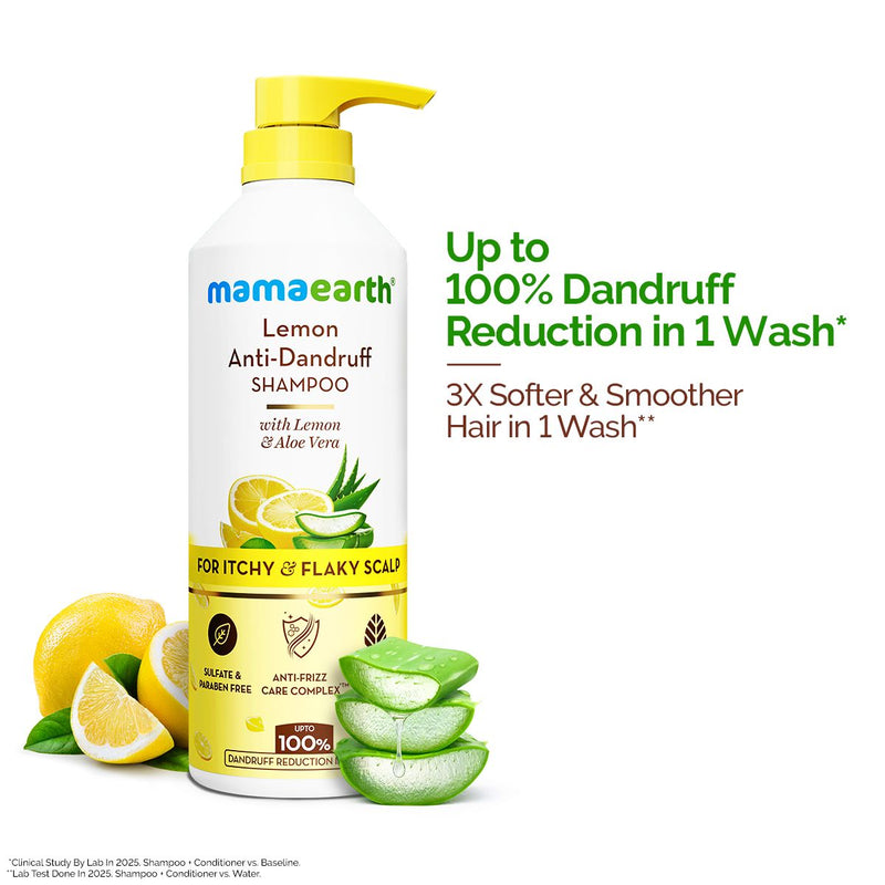 Lemon Anti-Dandruff Shampoo with Lemon & Aloe Vera for Itchy & Flaky Scalp - 600ml