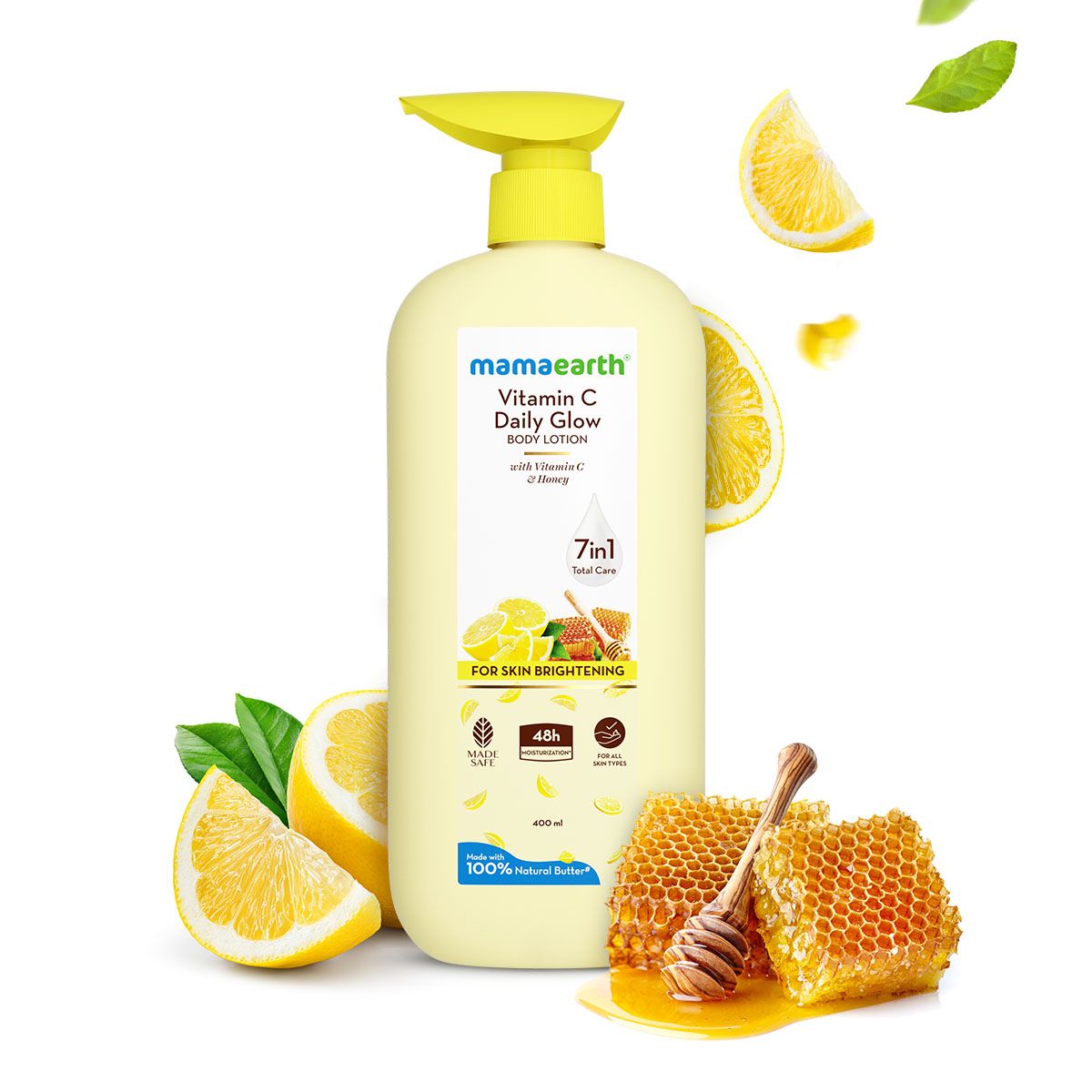 Mamaearth Vitamin C Daily Glow Body Lotion For Skin Brightening 400 ml (Pack of 2)
