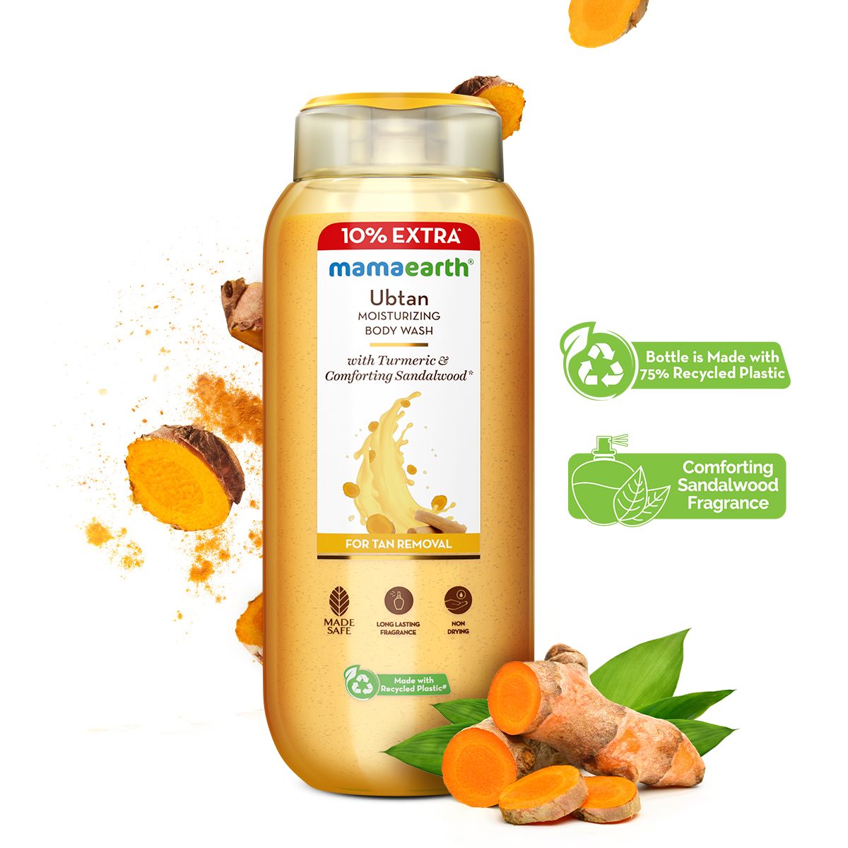 Ubtan Moisturizing Body Wash with Turmeric & Saffron for Tan Removal - 250 ml + 25 ml Extra