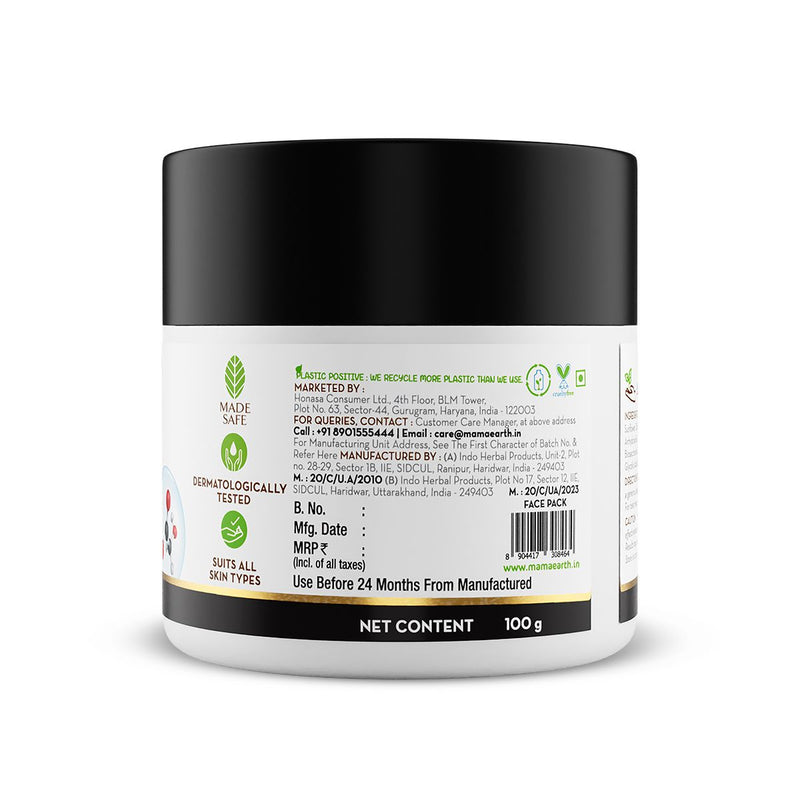 Charcoal Face Pack with Activated Charcoal and Glycolic Acid for Skin Detoxification - 100 g