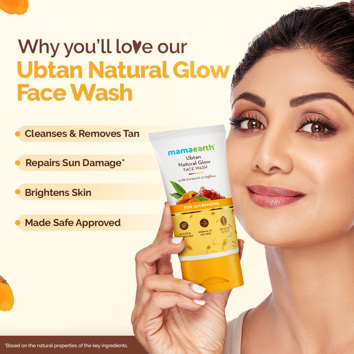 Ubtan Natural Glow Face Wash with Turmeric & Saffron for Tan Removal – 100 ml