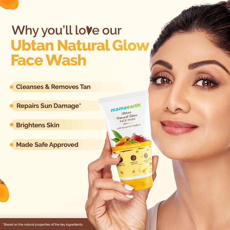 Ubtan Natural Glow Face Wash with Turmeric & Saffron for Tan Removal – 50 ml