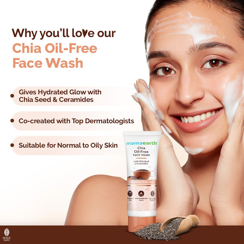 Chia Oil-Free Face Wash with Chia Seed & Ceramides for Hydrated Glow - 100 ml