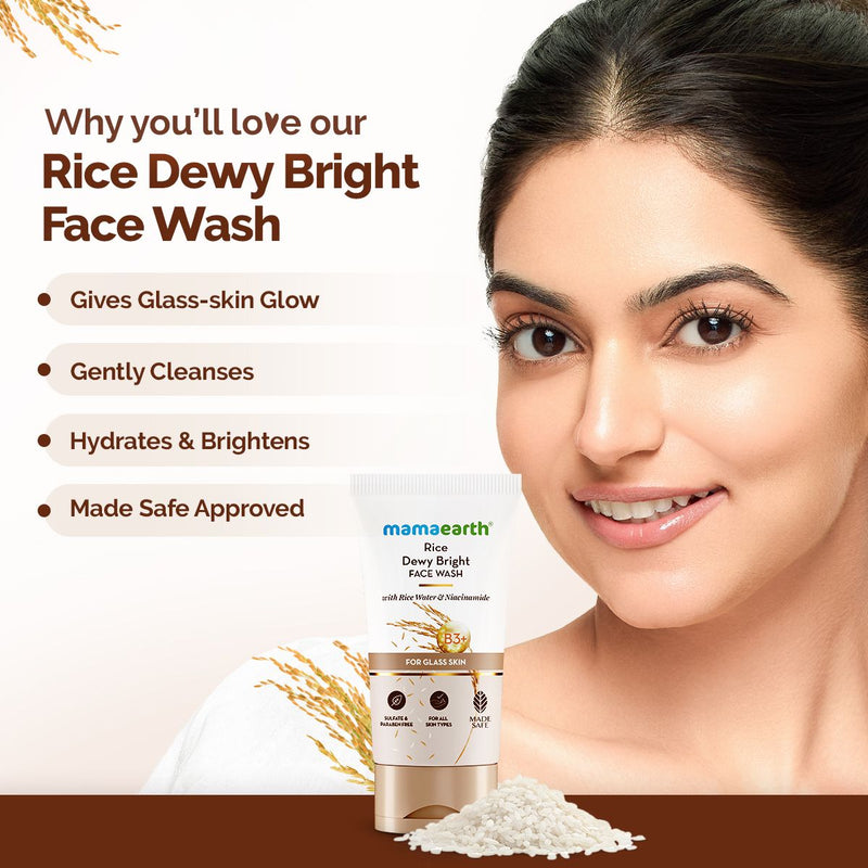 Rice Dewy Bright Face Wash With Rice Water & Niacinamide for Glass Skin - 150 ml