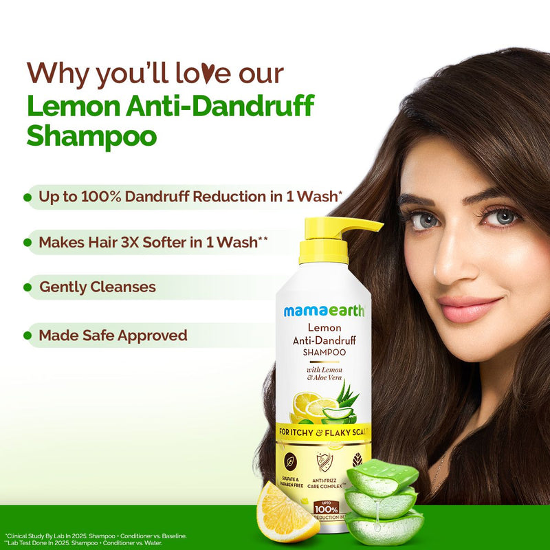Lemon Anti-Dandruff Shampoo with Lemon & Aloe Vera for Itchy & Flaky Scalp - 600ml