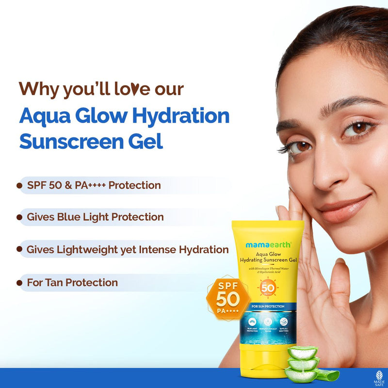 Aqua Glow Hydrating Sunscreen Gel with Himalayan Thermal Water and Hyaluronic Acid - 50 g (Pack of 2)