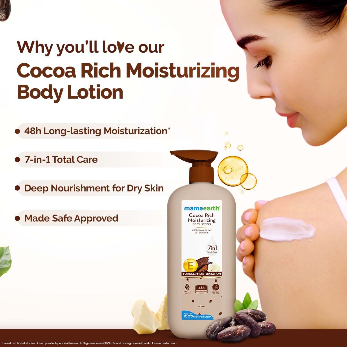 Mamaearth Cocoa Rich Moisturizing Body Lotion with Cocoa Butter & Vitamin E for Intense Moisturization - 400 ml