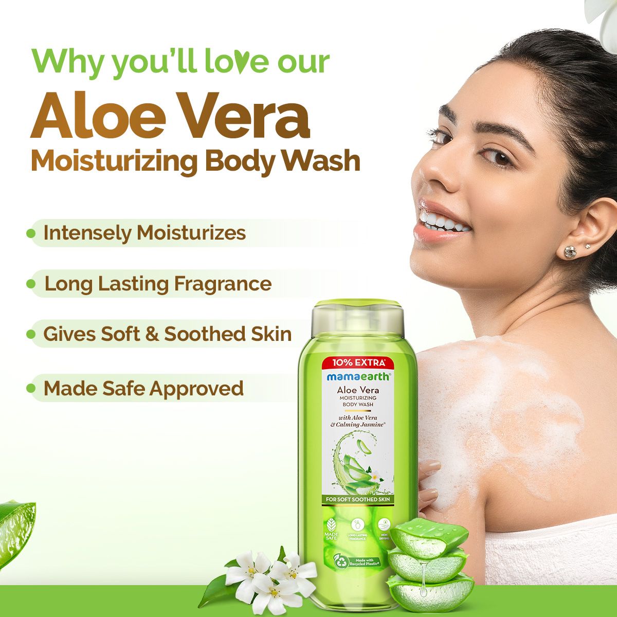 Aloe Vera Moisturizing Body Wash with Aloe Vera & Calming Jasmine For Soft & Soothed Skin – 250 ml + 25 ml
