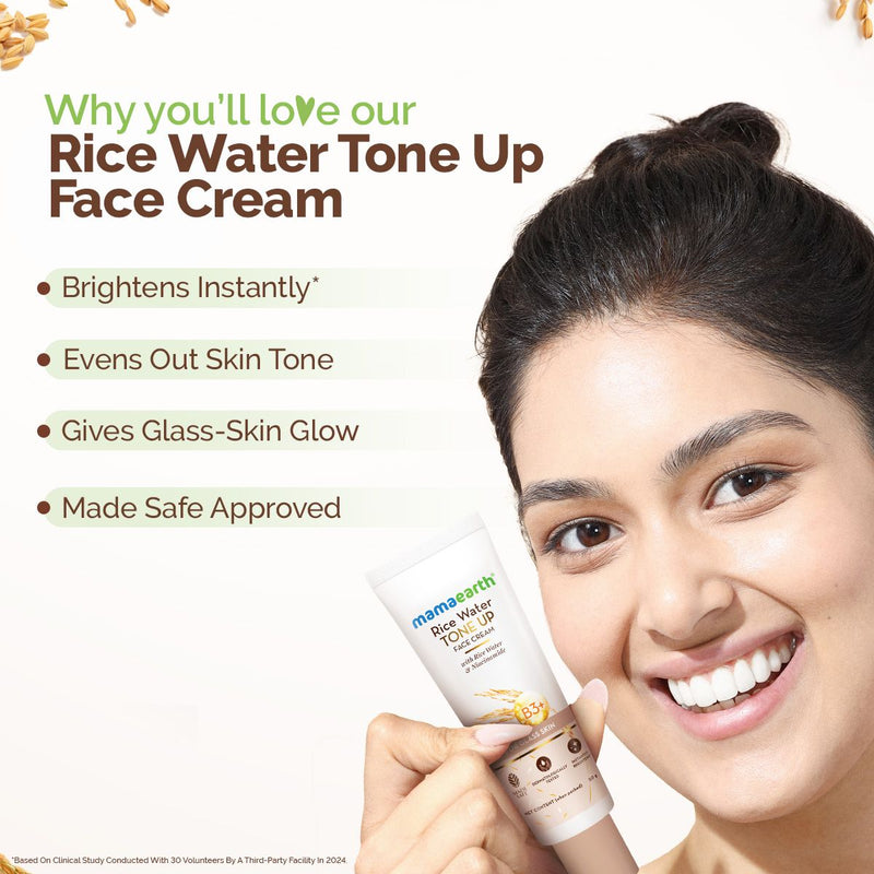 Mamaearth Rice Water Tone Up Face Cream with Rice Water & Niacinamide for Glass Skin - 50 g
