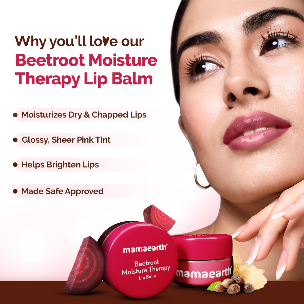Beetroot Moisture Therapy Lip Balm with Beetroot & Hyaluronic Acid for Dry & Chapped Lips- 15 g (Pack of 2)