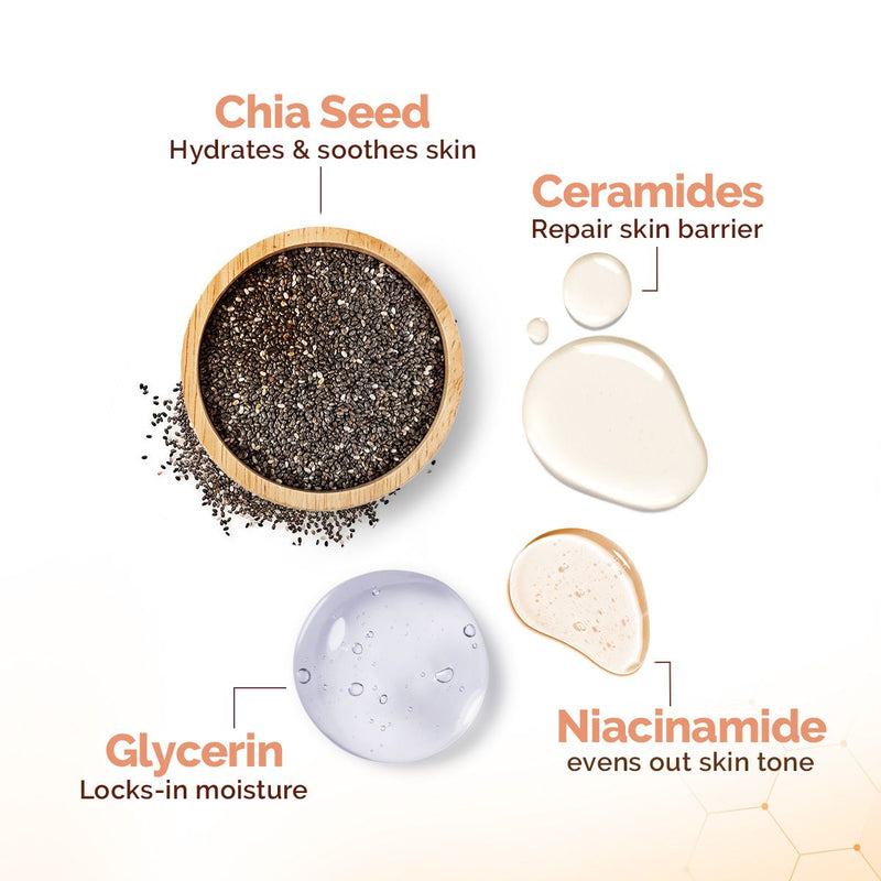 Chia Calming Face Cleanser with Chia Seed & Ceramides for Dry & Sensitive Skin - 180 ml