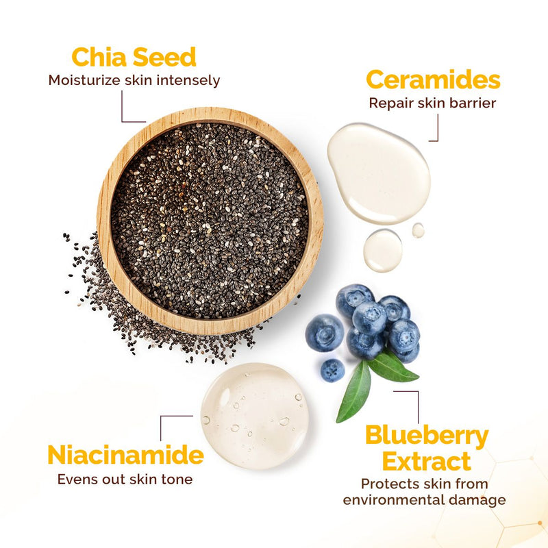 Chia Calming Sunscreen with Chia Seed & Ceramides for Hydrated Glow & Sun Protection - 50 g