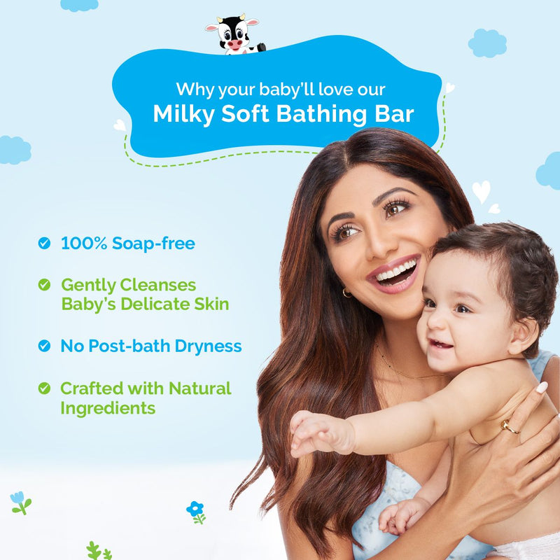 Milky Soft Bathing Bar for Babies with Oats, Milk and Calendula - 75g x 2