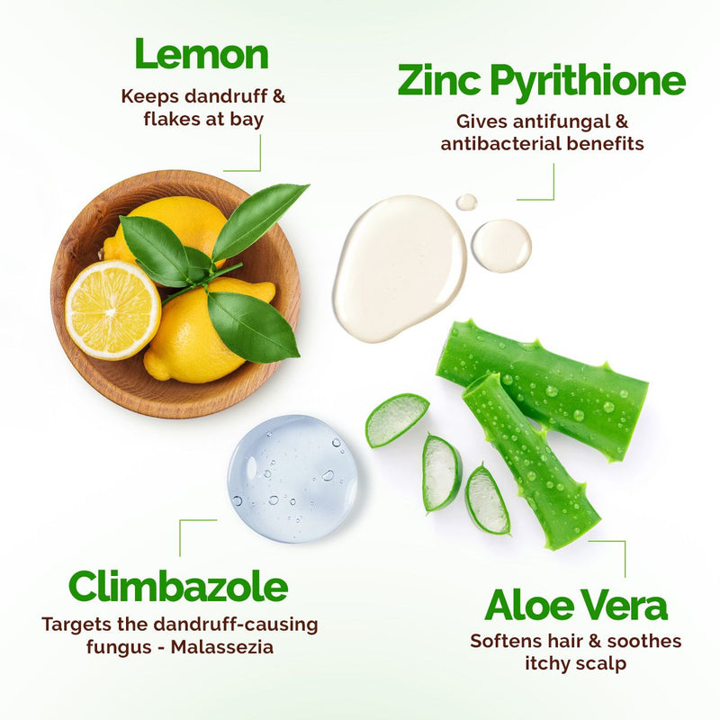 Lemon Anti-Dandruff Shampoo with Lemon & Aloe Vera for Itchy & Flaky Scalp - 250ml