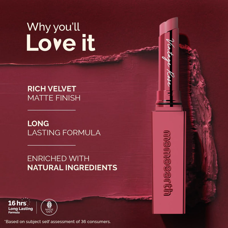 Luxe Matte Long Stay Lipstick with Passion Fruit Oil & Vitamin E   -2g | Vintage Rose